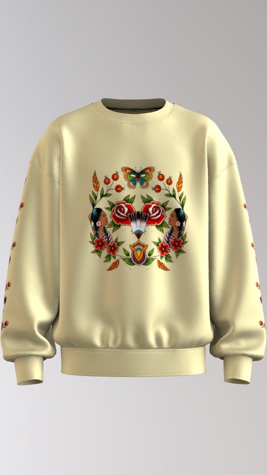 Mother Earth Woman Crewneck | Neo-Traditional Tattoo Art Sweatshirt